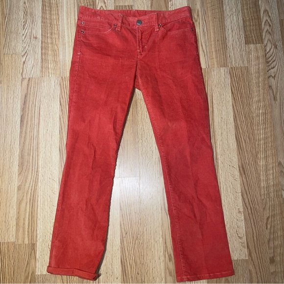 Gap real straight corduroy pants size 29 8 red orange flame pockets zip fly fall - Picture 2 of 11